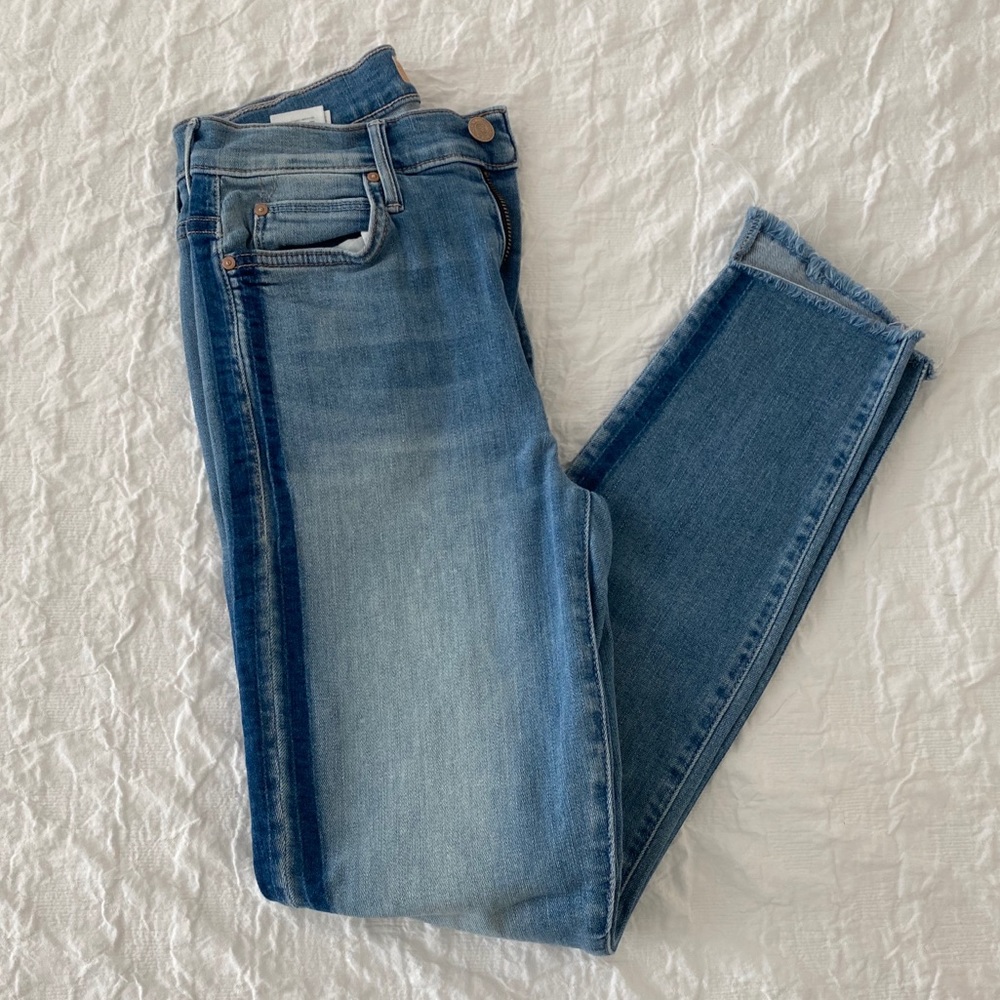 MOTHER Stunner Side-Stripe Ankle Fray Skinny Jeans - Picture 4 of 11